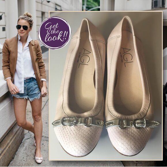 AGL 🫧 "Monika" Cap Toe Ballet Flat - Picture 1 of 16
